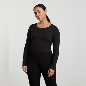 Everlane black pima cotton shirt- cropped